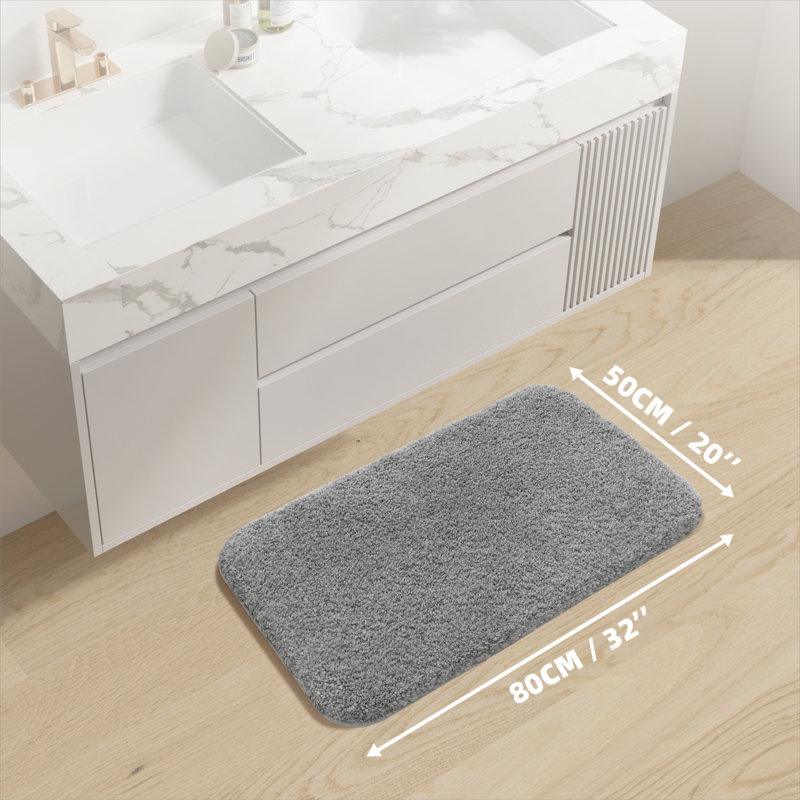 Tapis pour salle de bain Gaenside, L 59 po x l 24 po, Gris clair
