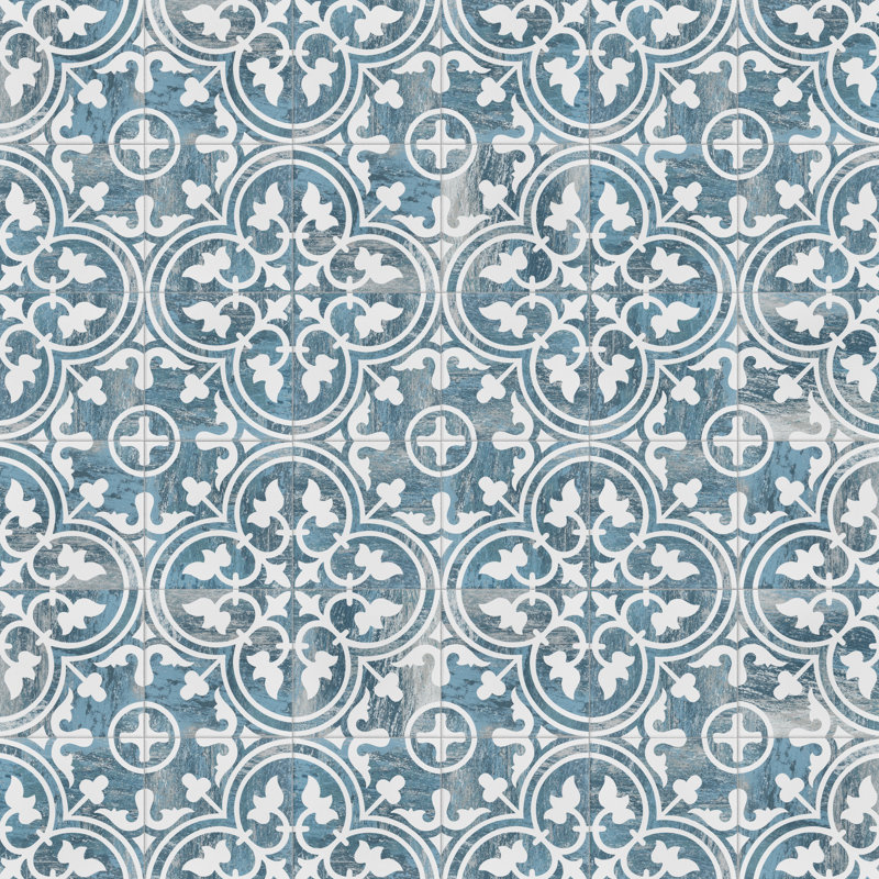 Cassis Arte 10" x 10" Porcelain Patterned Wall & Floor Tile, Blue Day