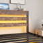 Base de lit plateforme simple avec tête de lit simple, charge USB, lumières DEL, sans sommier, lattes en acier robuste, silencieux, brun-679590415
