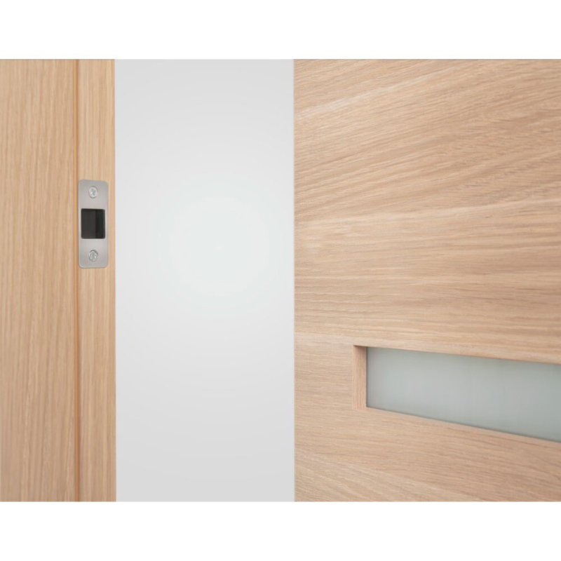 Porte intérieure moderne pré-suspendue en chêne blanc préfini Urban Vetro, 30 po x 96 po, À droite