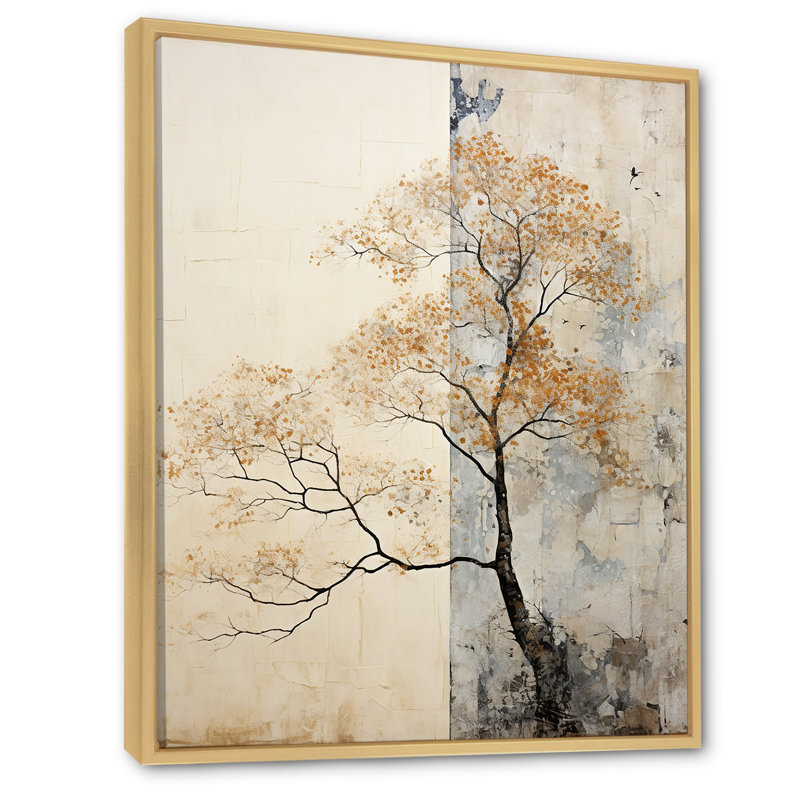 «Beige Tree Pine Tranquility II», reproduction sur toile, Cadre naturel flottant, 44" H x 34" W