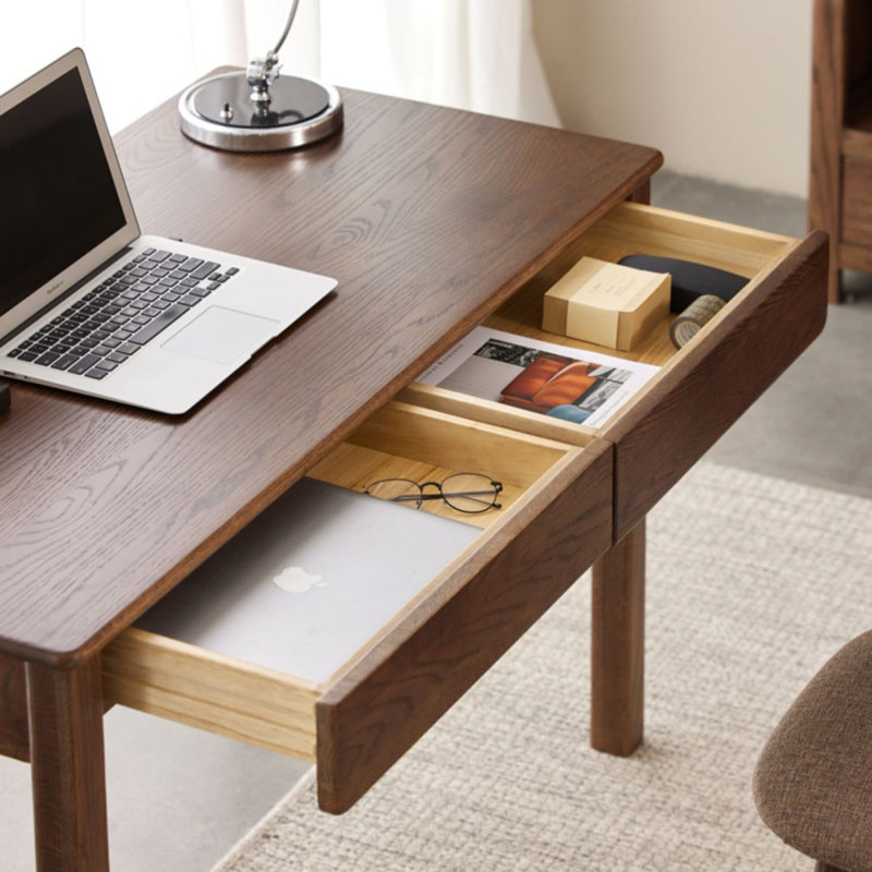 Black Walnut Color Rectangular Solid Wood desks, 29.53" H x 39.37" W x 19.69" D