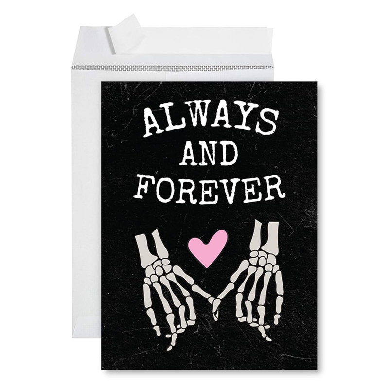 Koyal Wholesale Goth Giant Valentine Jumbo Card Always And Forever Skeleton Hands 8,5 x 11
