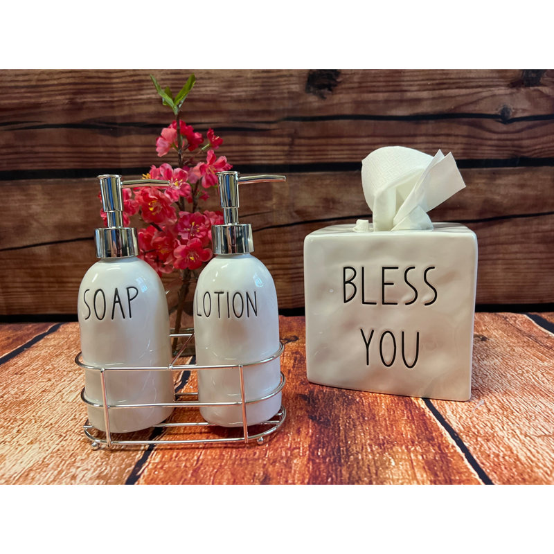 Lotion and Soap Dispenser w/Metal Caddy