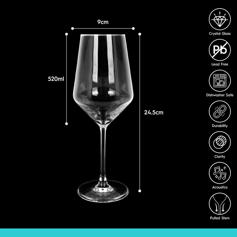 Argon Tableware Soho Crystal Red Wine Glasses, Set of 6