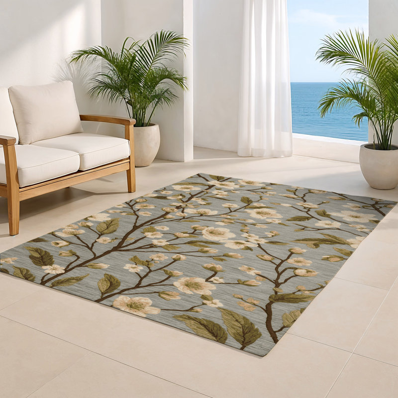 Botanical Brown Indoor and Outdoor Area Rug, Rectangle 2' x 3'
