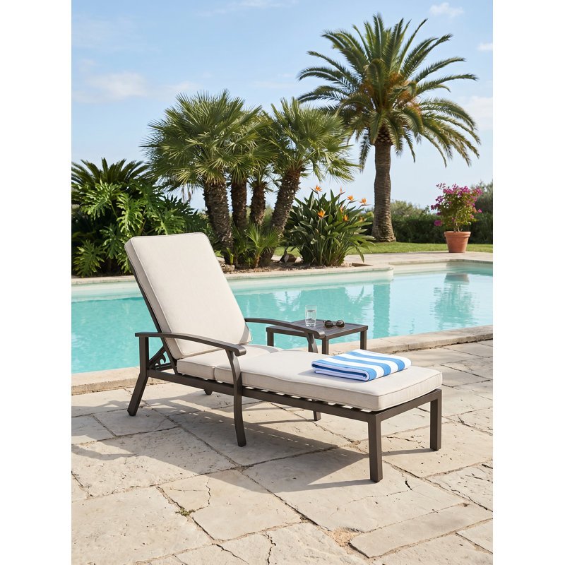 Méridienne de patio en aluminium à roulettes H 24,41 po x P 41,73 po x H 12,99 po Hifine