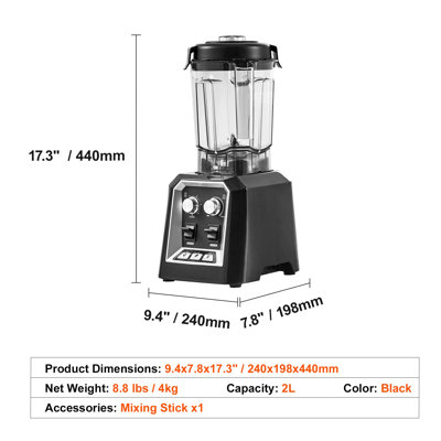 Professional Blender, 68 oz Plastic Jar Blender Combo, Stainless Steel 3 Functions Blender, Commercial Countertop Blenders, Shakes, Smoothies, Peree, and Crush Ice, Black, Designed for Frozen Drinks
