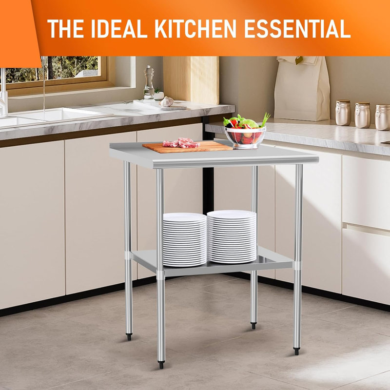 Table de préparation en acier inoxydable 30 po x 36 po en métal avec tablette réglable, table en acier inoxydable pour la cuisine commerciale, l'extérieur, le restaurant, l'hôtel et le garage