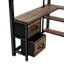 Lit mezzanine double avec bureau et tablettes de rangement, lumières à DEL en métal, garde-robe d'escalade sécuritaire pour station de charge, support robuste pour les charges lourdes-514366083