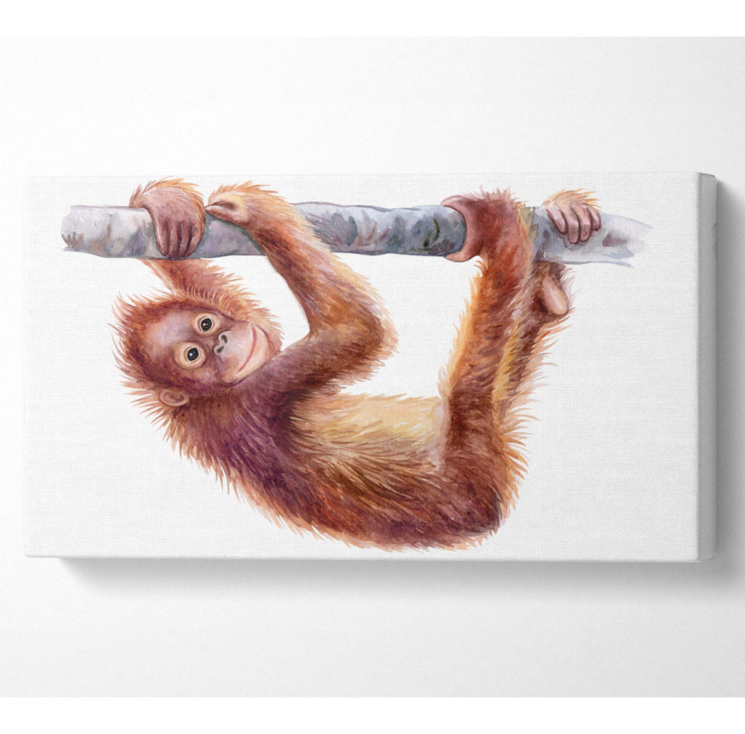 Orang-Utan auf einem Ast hängend - Kunstdrucke auf Leinwand