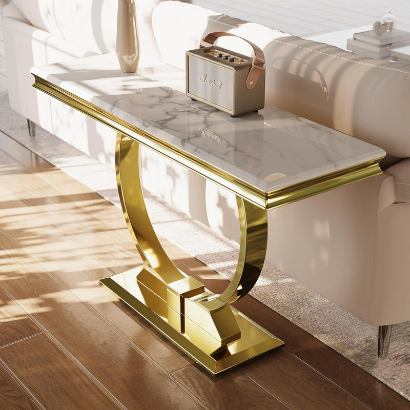 Console Dayra, Blanc / Doré
