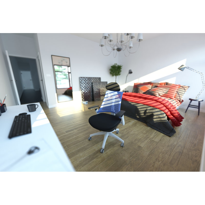 Office Chair, Blue, White
