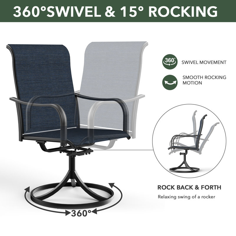 6-person Round Dining Set With Swivel Chairs, Blue