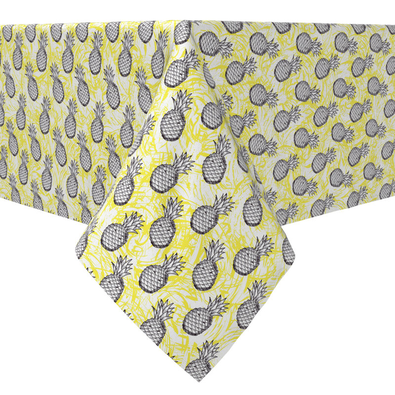 Rectangular Tablecloth, 100% Cotton, 60X120", Sweet Pineapple Drawing