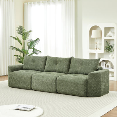 Canapé en chenille pour le salon, grand canapé 3 places moderne de 109 po avec accoudoirs épaissis, dossier rembourré, assise profonde, moelleux, confortable pour le salon, la chambre à coucher, l’appartement, le bureau, vert