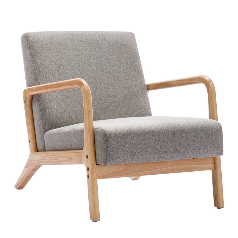 Carrel Upholstered Armchair, Gray 100% Linen