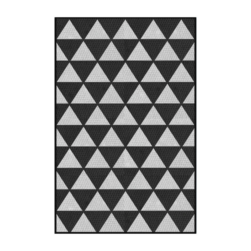 Tapis noir/gris tissé à la machine, Rectangle 5 pi x 7 pi
