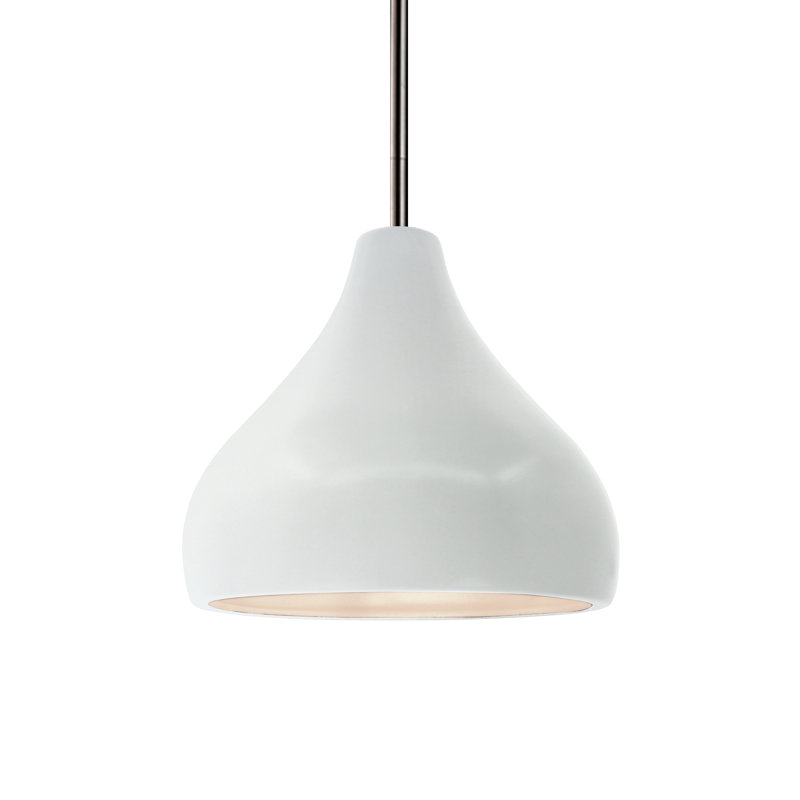 Luminaire suspendu à 1 lumière Meydan, H 7,25 po x l 8 po x P 8 po, Blanc lustré, Nickel brossé