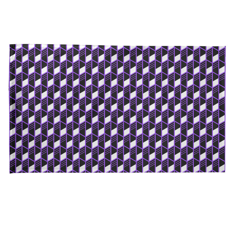 Torchon Suoz, Sergé de coton, Mauve / Noir