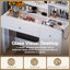 Bureau de meuble-lavabo avec 12 ampoules, 3 modes, surface en verre, armoire, tiroirs, rangement, blanc, plateau à maquillage, charge, stable et-96122447