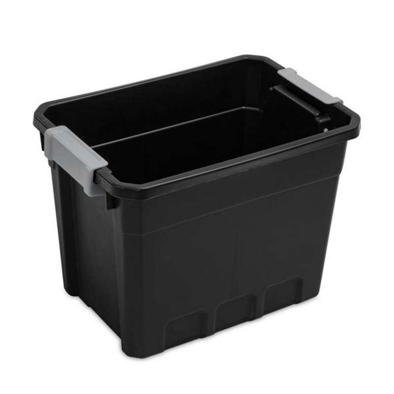 Sterilite Rugged Industrial Stackable Storage Tote w/ Lid, Black