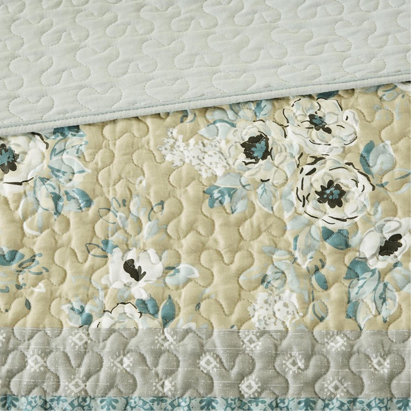 Courtepointe 6 pièces, double / grand, floral et géométrique, attrayante chambre de luxe