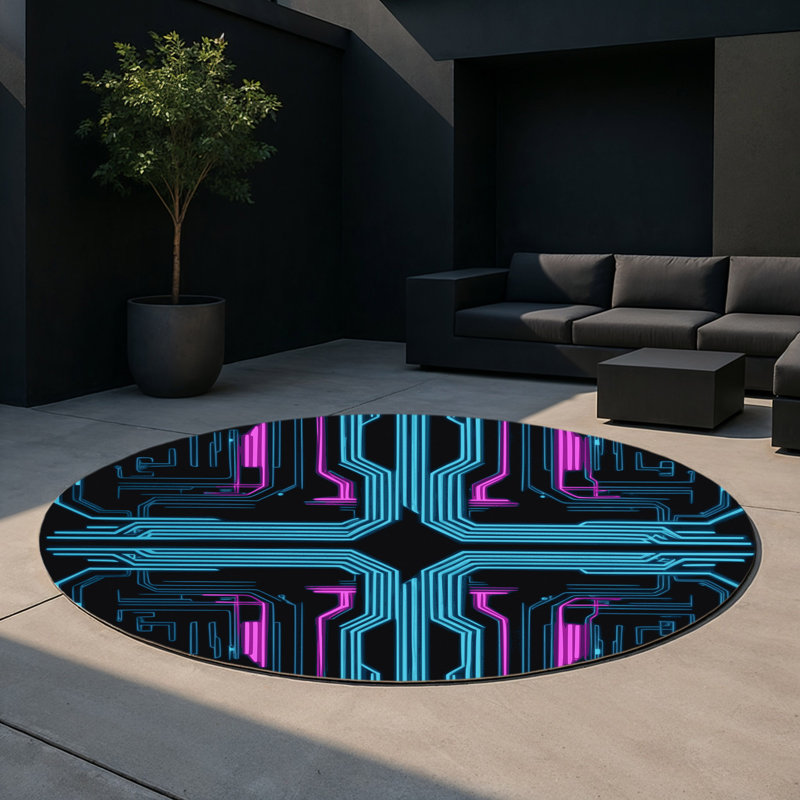 Tapis intérieur et extérieur Cyber Ray, Rond 5 pi