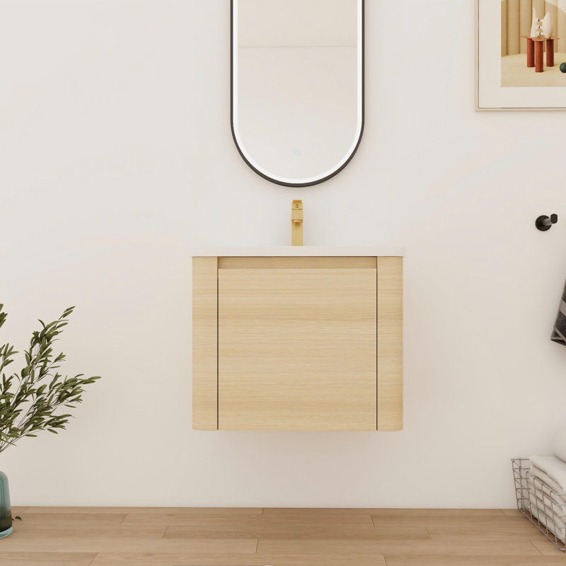 24''Single Bathroom Vanity With Ceramic Top, 24", Beige