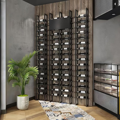 45-Bottle 3-Column Wall-Mounted Wine Rack, Black Metal Wine Bottle Holder With Vertica Design, Space-Saving Wine Storage Shelf For Home Bar, Kitchen, Restaurant & Cellar(45 Bottles, 45.67" W)