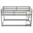 Twin Over Twin Floor Bunk Bed With Ladder , Gray-1608017165