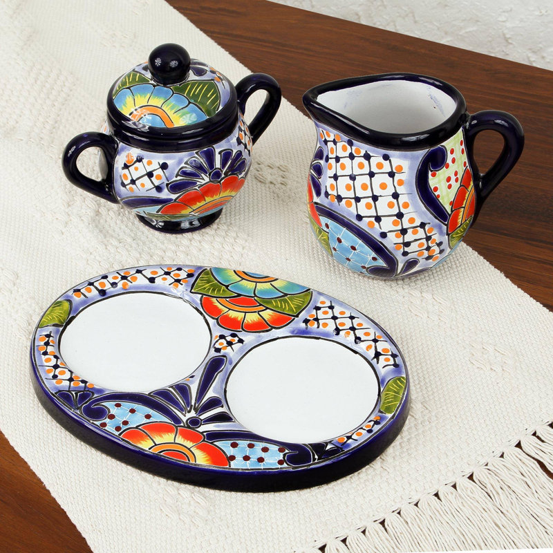 Reagan Hand Painted Ceramic Sugar And Creamer Set with Lid