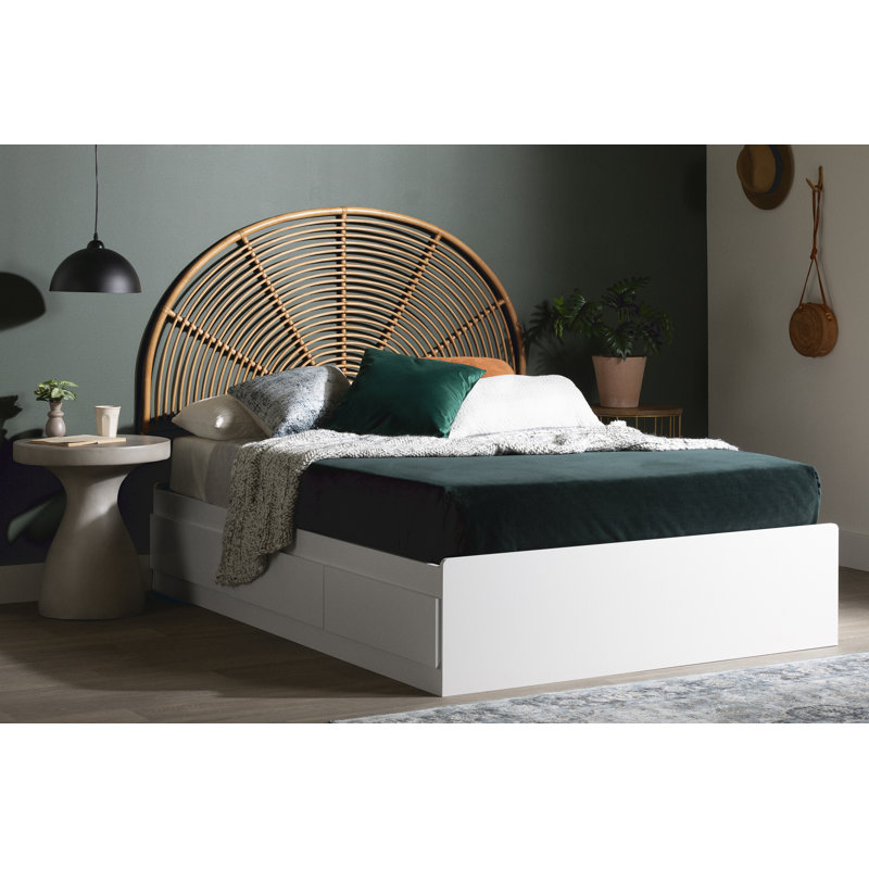 Natural Rattan Rainbow Wall-Mounted Twin Headboard