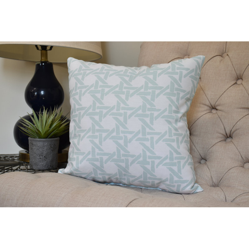 Housse de coussin d'extérieur à imprimé géométrique Palm Beach, H 16 po x l 16 po, Bleu pâle