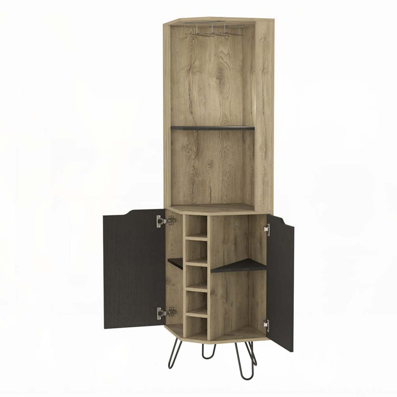 Armoire de bar à 2 tablettes et 6 bouteilles Branford Macadamia , Beige