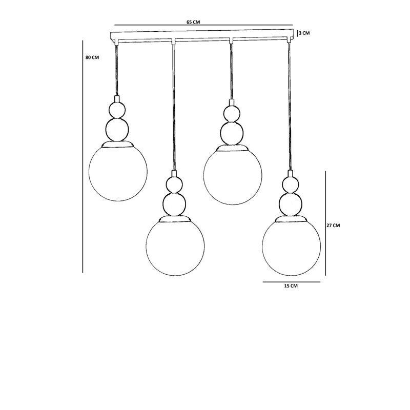 Lustre, Blanc / Doré, 4 étages, Quatre lumières