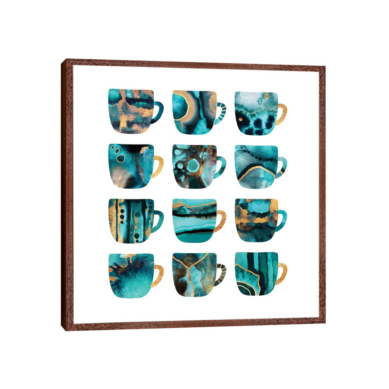 My Favorite Coffee Cups - Floater Frame Print on Canvas, 66.04 cm H x 66.04 cm W, Brown Framed