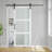 3-Lite Frosted Glass and Wood Panelled Barn Door with Installation Hardware Kit-100001177