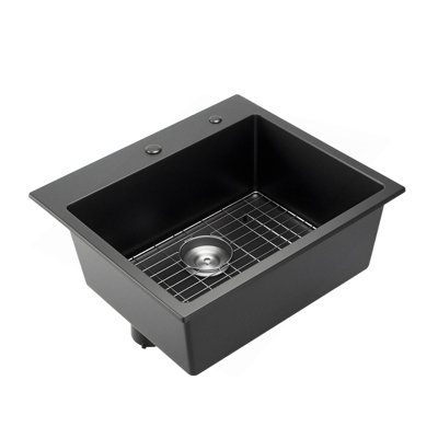 25 Inch Granite Kitchen Sink Top Mount Single Bowl Drop-In Basin For RV Bar