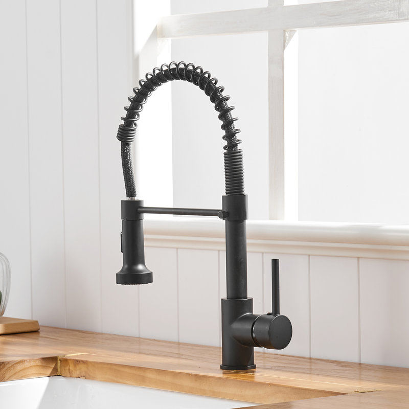 Robinet rétractable de cuisine noir - conception sans fuite, corps en laiton, à la corrosion et à l'usure dans les options de jet mat, de corrosion et de jet