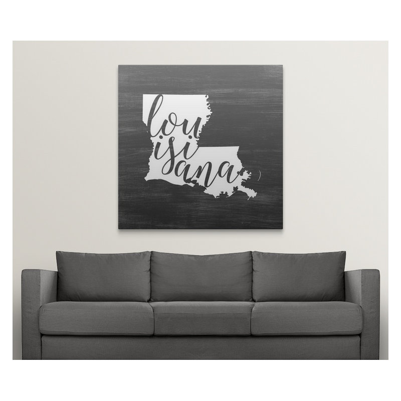 " Home State Typography Louisiana ", 20" H x 20" W x 1.5" D, Canvas