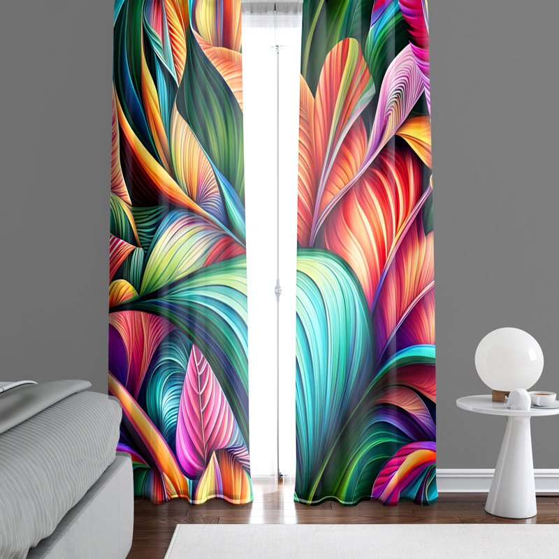 Paire de rideaux semi-transparents en polyester Diao, L 40 po x L 61 po