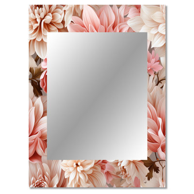 Aleahya Pink And White Carnation Blossoming Grace - Floral Decorative Wall Mirror, Cottage Mirror, Printed Metal Art