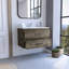 Évier de meuble-lavabo 2 - brun foncé / blanc, élégant luminaire de salle de bain 2 et élégant
