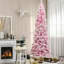 Arbre rose 7,5 pi - Crayon mince artificiel avec neige floquée et branches réalistes en forme de pin de Noël 7,5 pi, branches en forme de pin