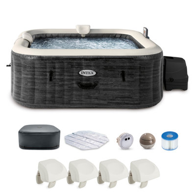 Intex 120 Volt 140 - Jet Vinyl Square Inflatable Hot Tub in Gray