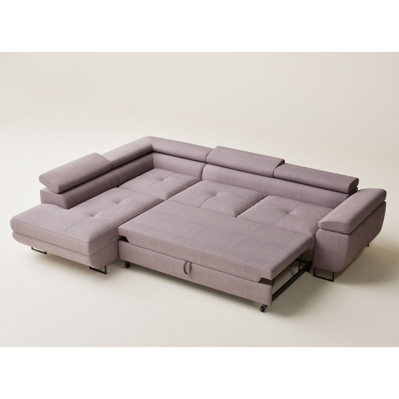 4 Seater Velvet Corner Sofa , Purple, Left Hand Facing