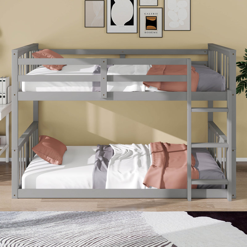 Lit simple superposé simple avec échelle, lit superposé en bois massif avec garde-corps de sécurité, mobilier de chambre peu encombrant