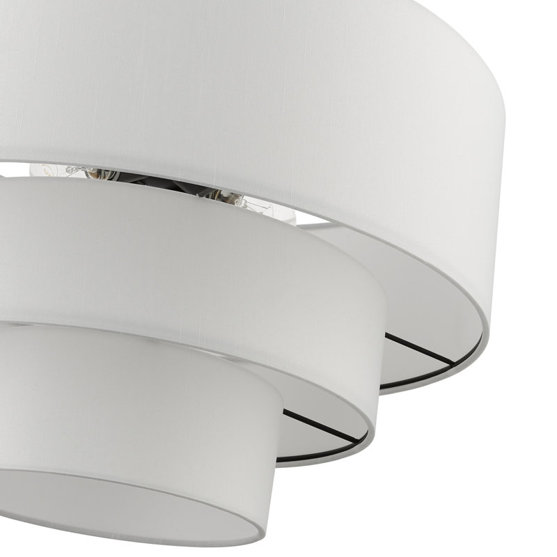 Lustre gradué à hauteur réglable à 4 lumières Bertan, Bronze, Blanc