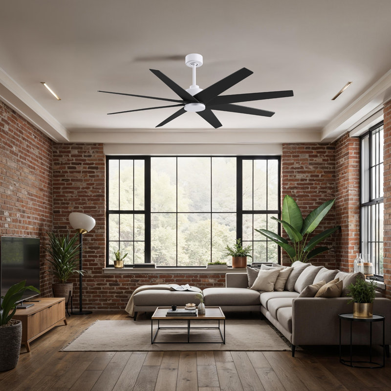 Ariella - Eight Blade Ceiling Fan, Matte Black, Matte White